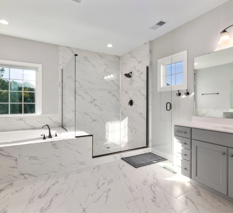 white marbled bathroom